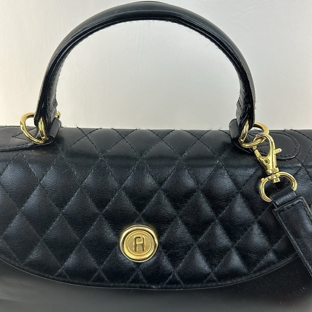Vintage Fred Hayman Quilted Chic Leather Lady Handbag - Picture 2 of 10